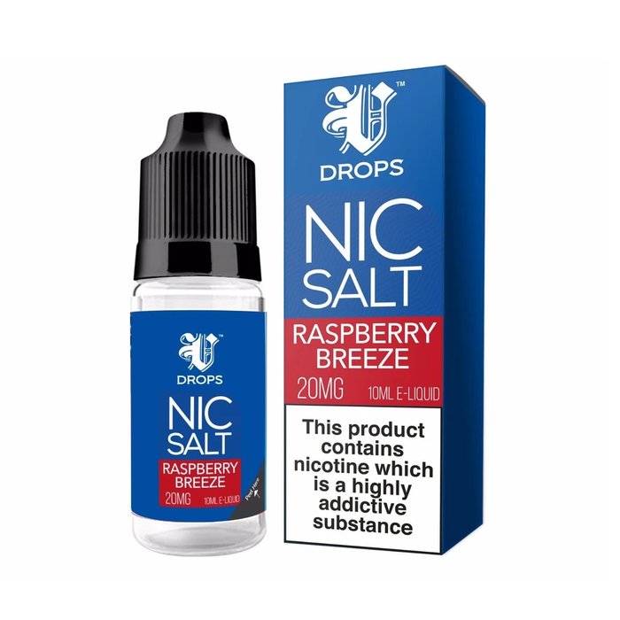 Raspberry Breeze 10ml Nic Salt E-Liquid V Drops - Rainbow Range