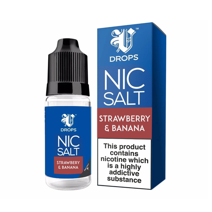 Strawberry & Banana 10ml Nic Salt E-Liquid V Drops - Rainbow Range