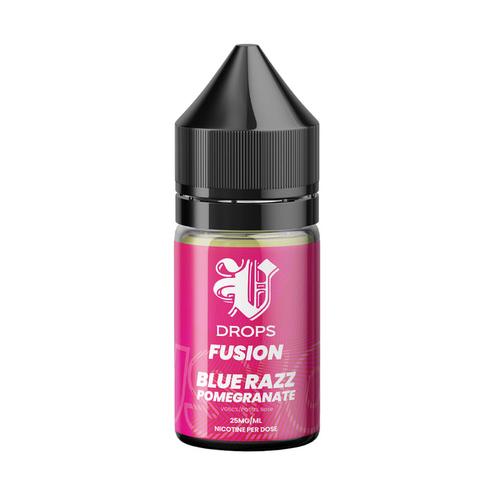 Blue Razz Pomegranate 30ml Nic Salt E-Liquid Fusion Range by V Drops