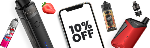 Vape kits, E-liquids, vape pods. tanks, coild, disposable pods, mobile batteries, mobile chargers