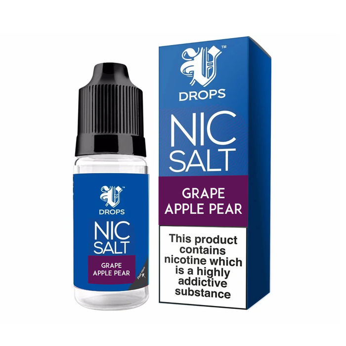 Grape Apple Pear 10ml Nic Salt E-Liquid V Drops - Rainbow Range