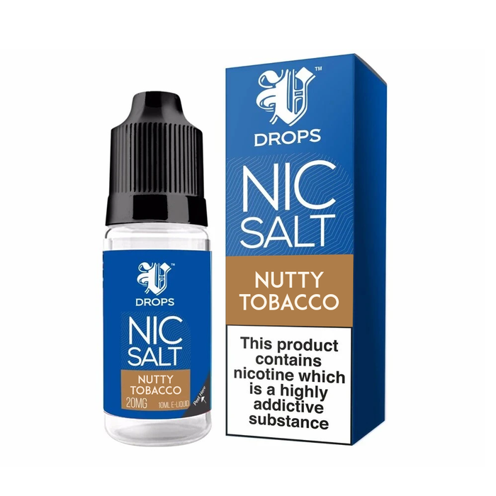 Nutty Tobacco 10ml Nic Salt E-Liquid V Drops - Rainbow Range